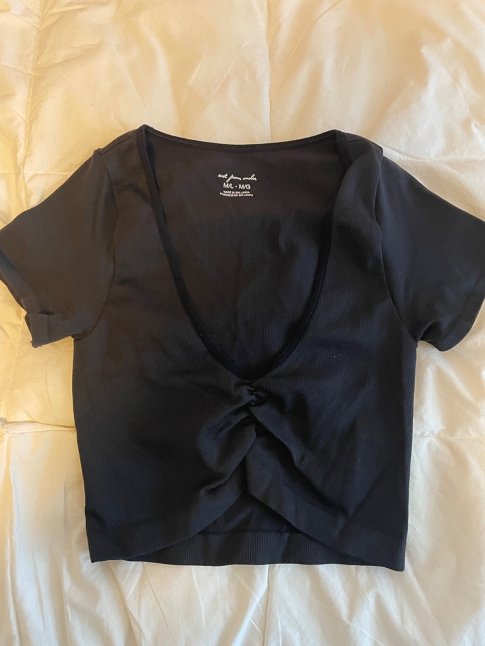 Out From Under black crop top with tie detail Size M